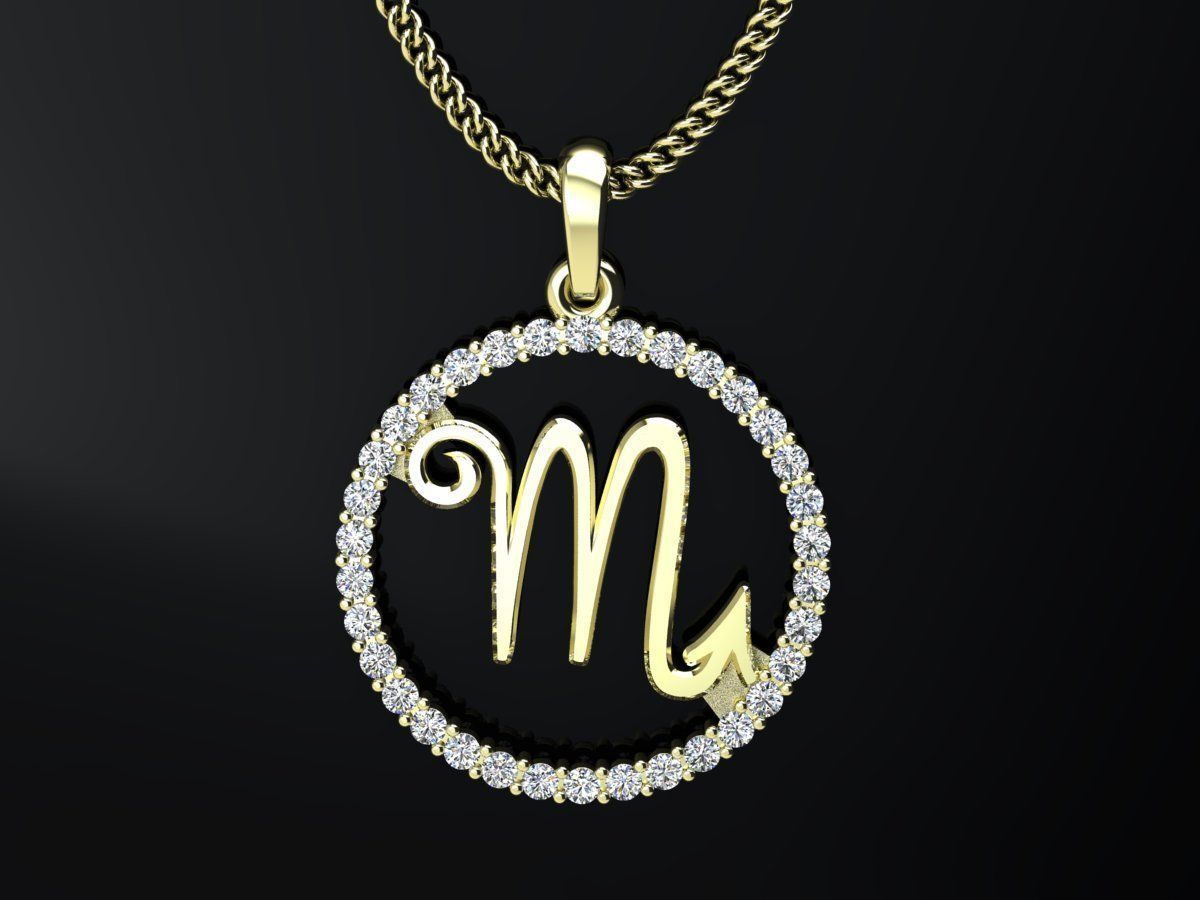 All zodiac  signs pendant with diamond for 3d print 3D print model_13