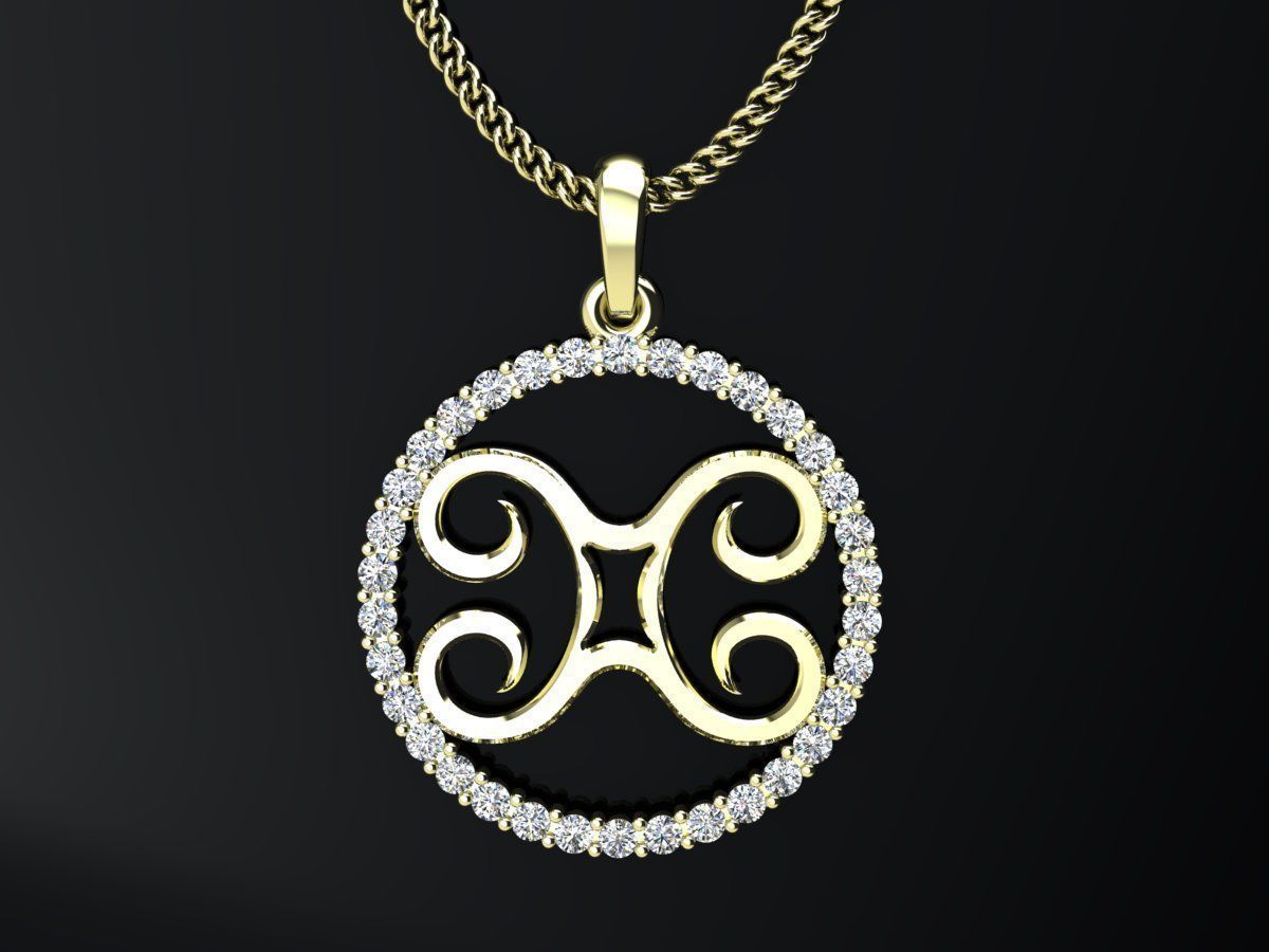 All zodiac  signs pendant with diamond for 3d print 3D print model_8