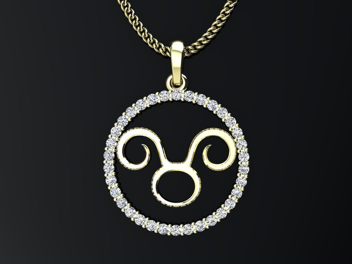All zodiac  signs pendant with diamond for 3d print 3D print model_14