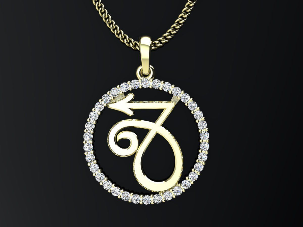 All zodiac  signs pendant with diamond for 3d print 3D print model_7