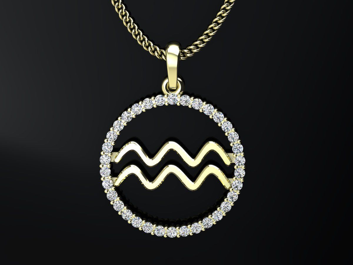 All zodiac  signs pendant with diamond for 3d print 3D print model_4