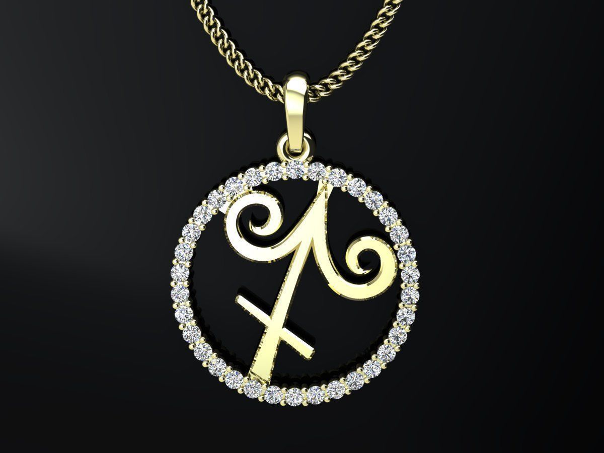 All zodiac  signs pendant with diamond for 3d print 3D print model_11
