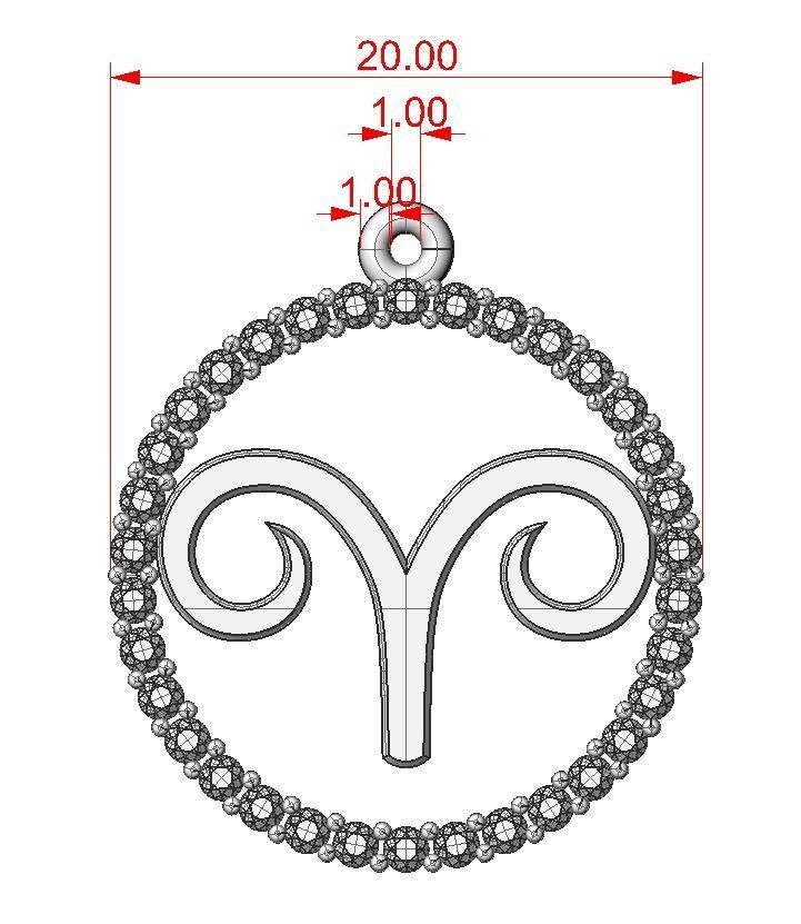All zodiac  signs pendant with diamond for 3d print 3D print model_2