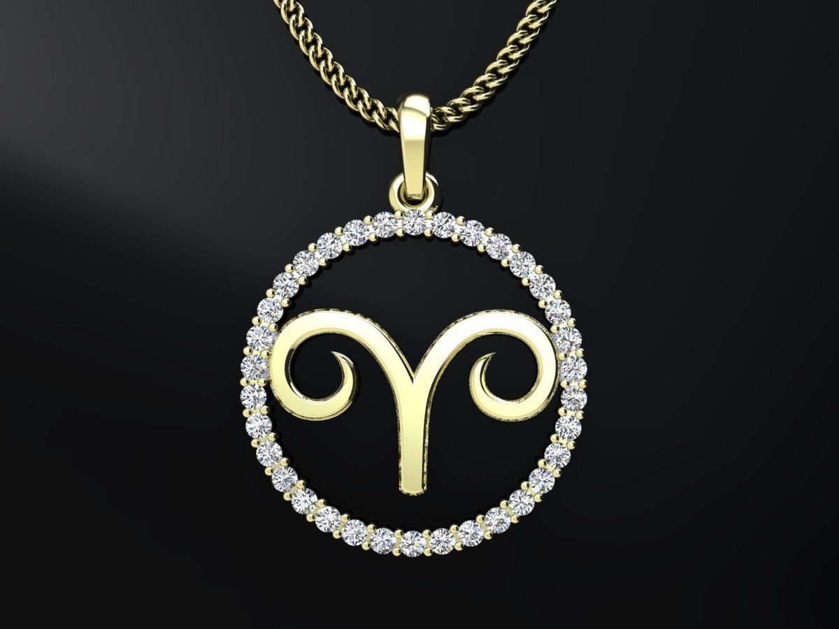 All zodiac  signs pendant with diamond for 3d print 3D print model_5