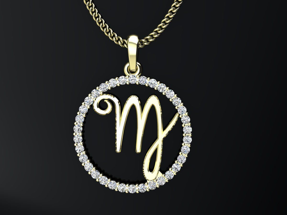 All zodiac  signs pendant with diamond for 3d print 3D print model_15