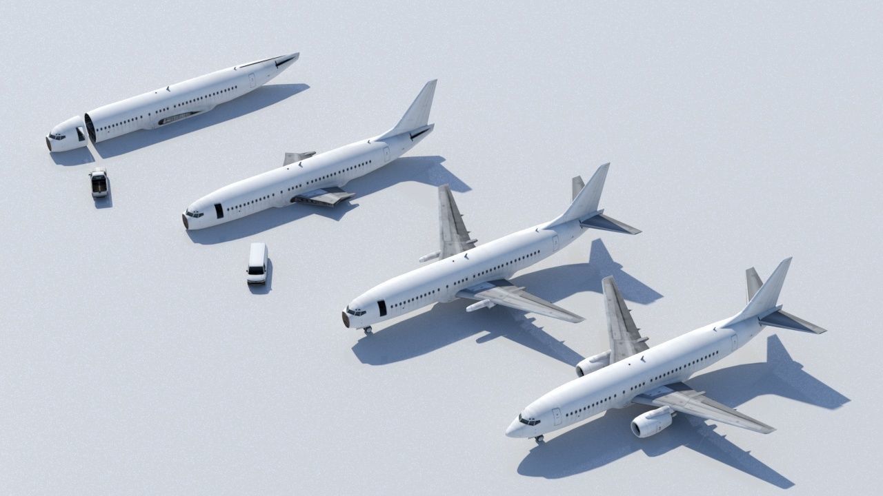 B737-400 Classic  Static Blank Low-poly 3D model_7