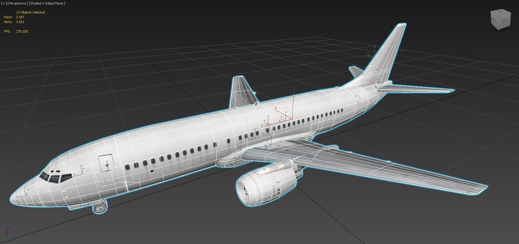 B737-400 Classic  Static Blank Low-poly 3D model_16
