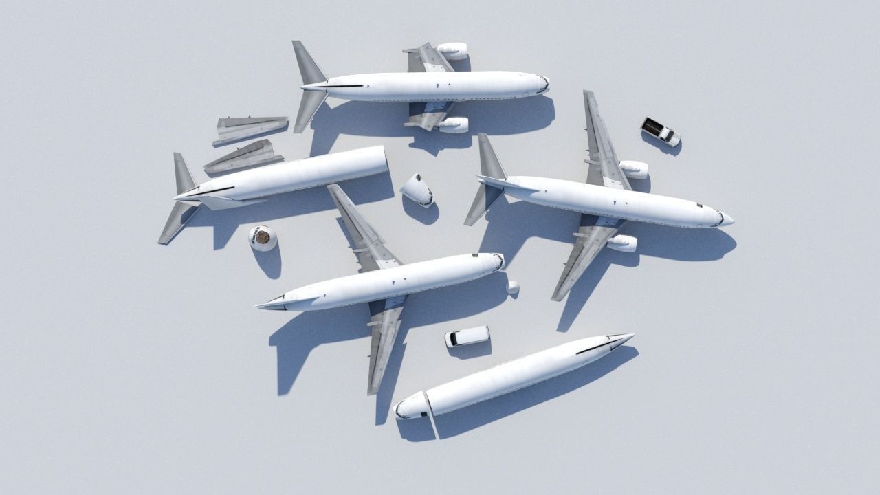 B737-400 Classic  Static Blank Low-poly 3D model_19