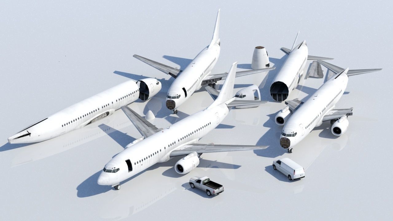 B737-400 Classic  Static Blank Low-poly 3D model_21