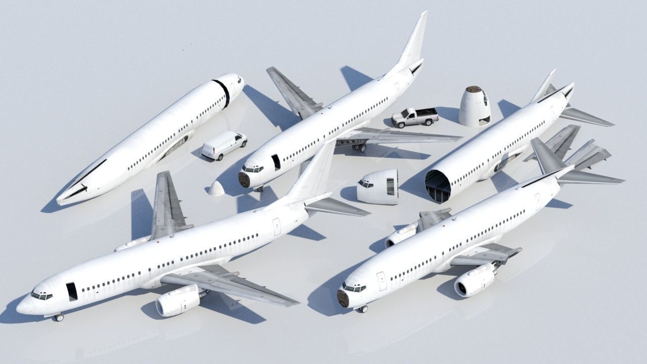 B737-400 Classic  Static Blank Low-poly 3D model_5