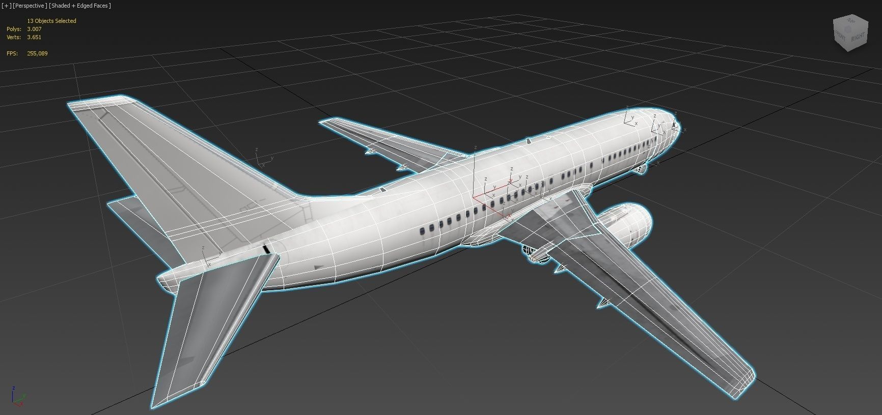 B737-400 Classic  Static Blank Low-poly 3D model_17