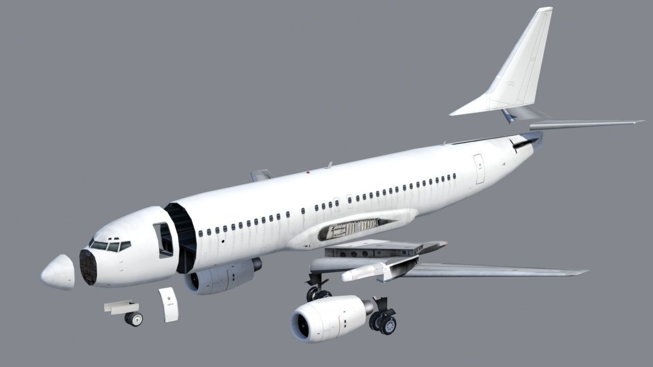 B737-400 Classic  Static Blank Low-poly 3D model_4