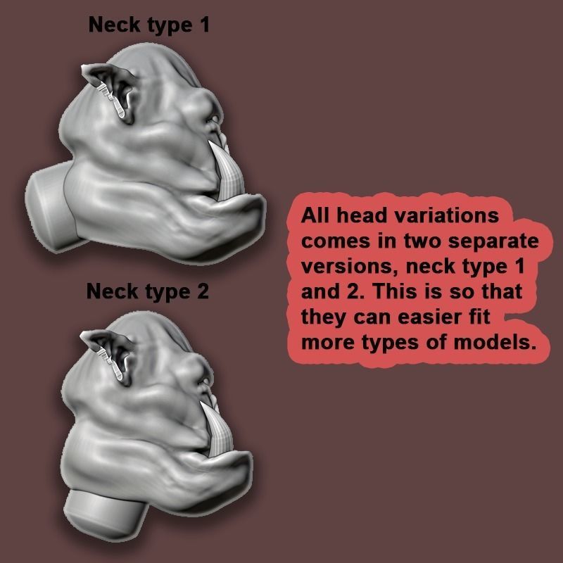 Ork heads 3D print model_4