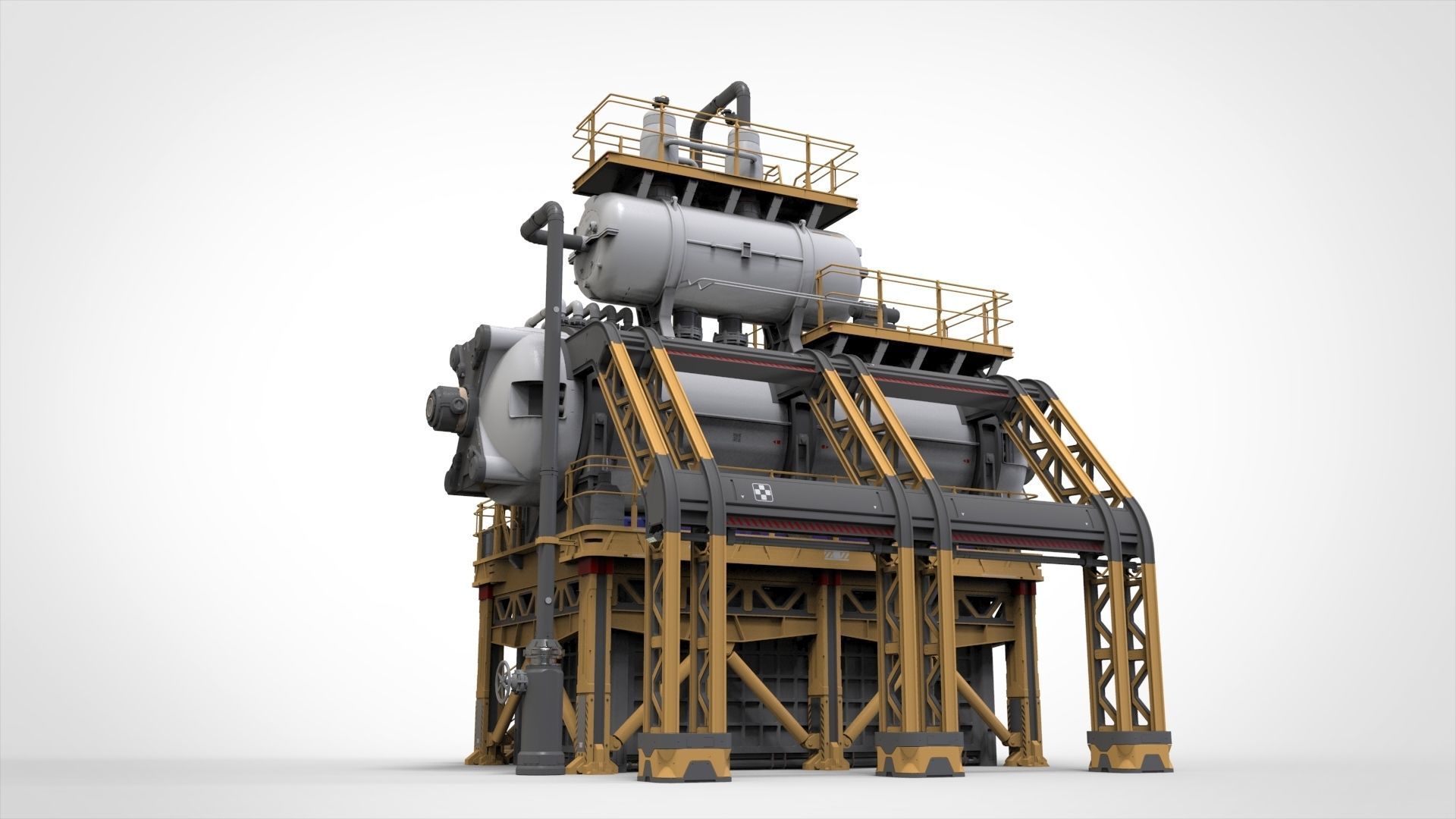 sci-fi storage tank 3 3D model_4