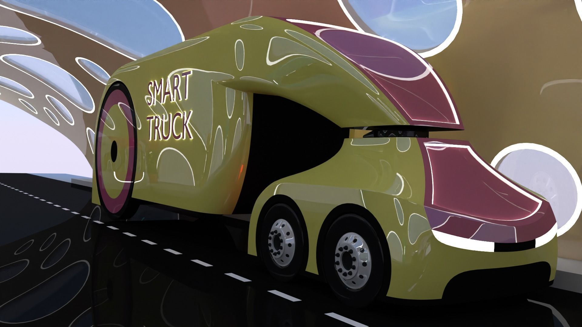 EV charging station with future vehicles 3D model_6