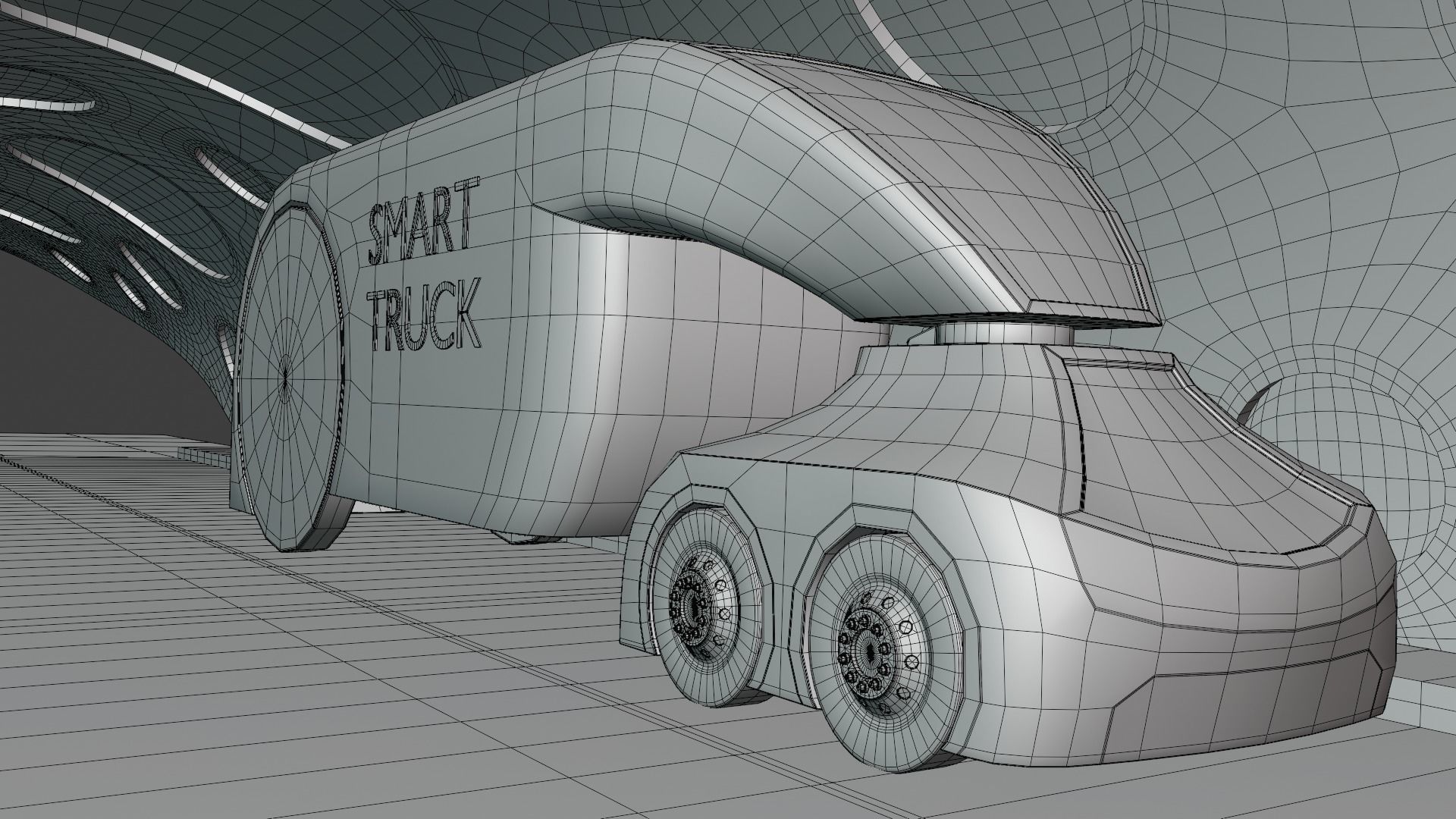 EV charging station with future vehicles 3D model_7