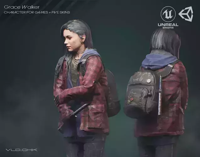 Grace Walker - Character Survival Low-poly 3D model