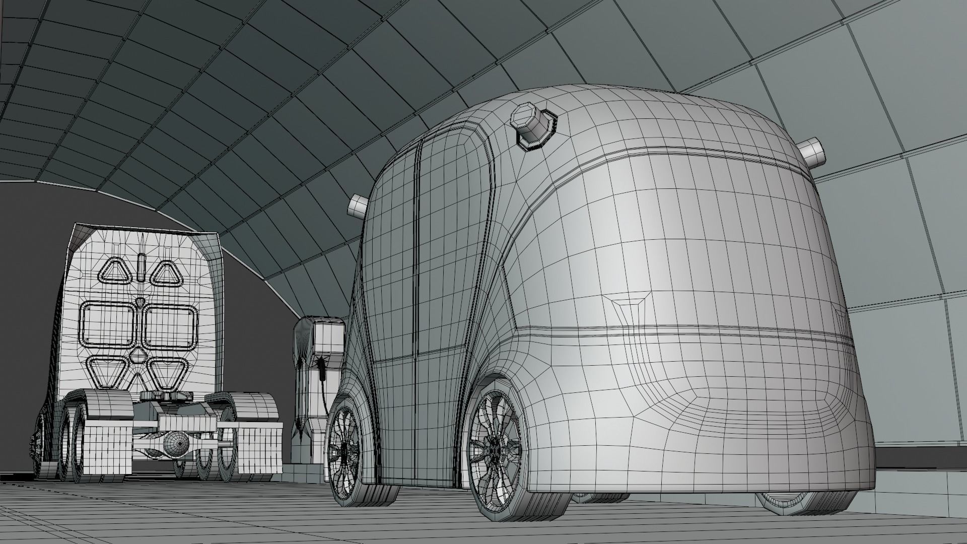 EV charging station with future vehicles II 3D model_11