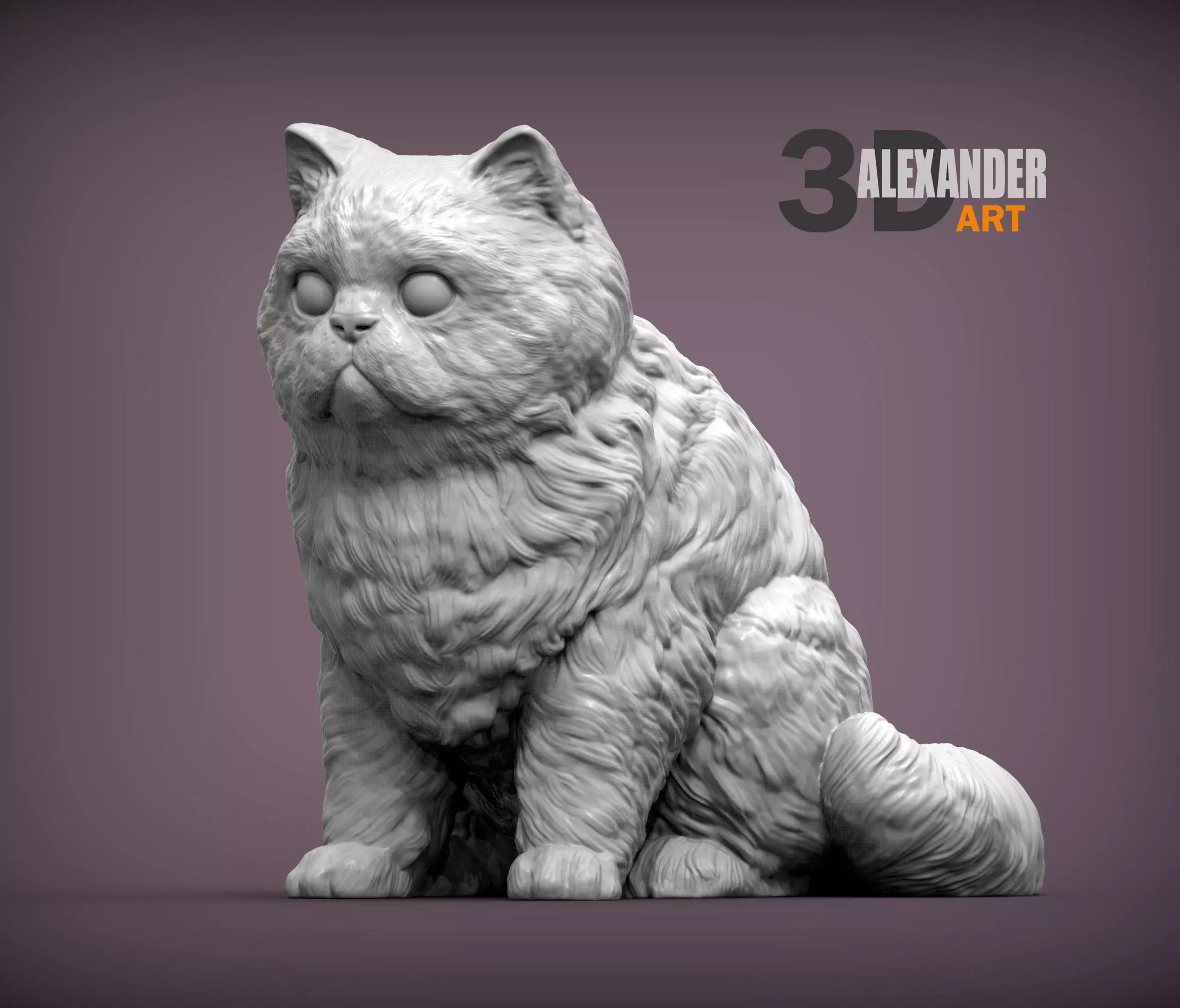 Persian cat sitting 3D print model_0