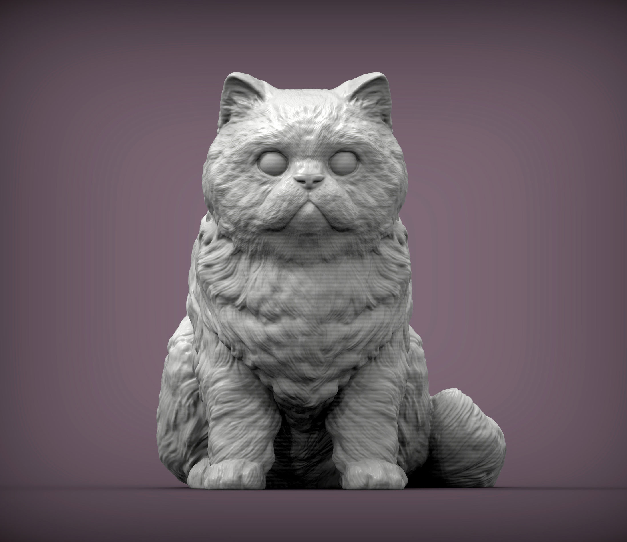 Persian cat sitting 3D print model_5