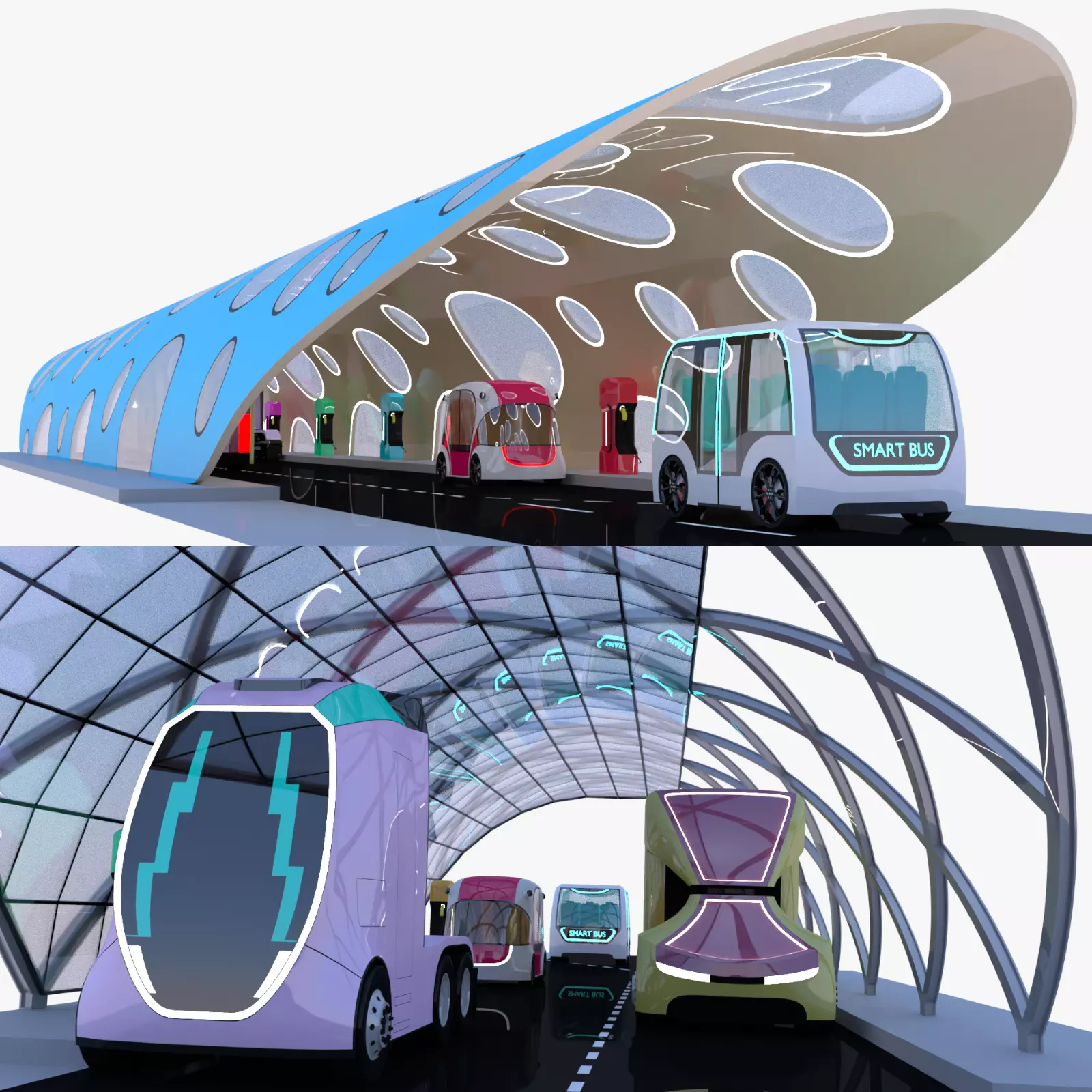 Future EV charging stations 3D Model Collection_0