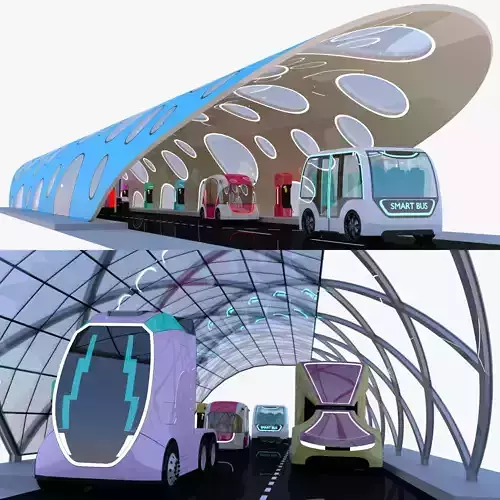 Future EV charging stations 3D Model Collection