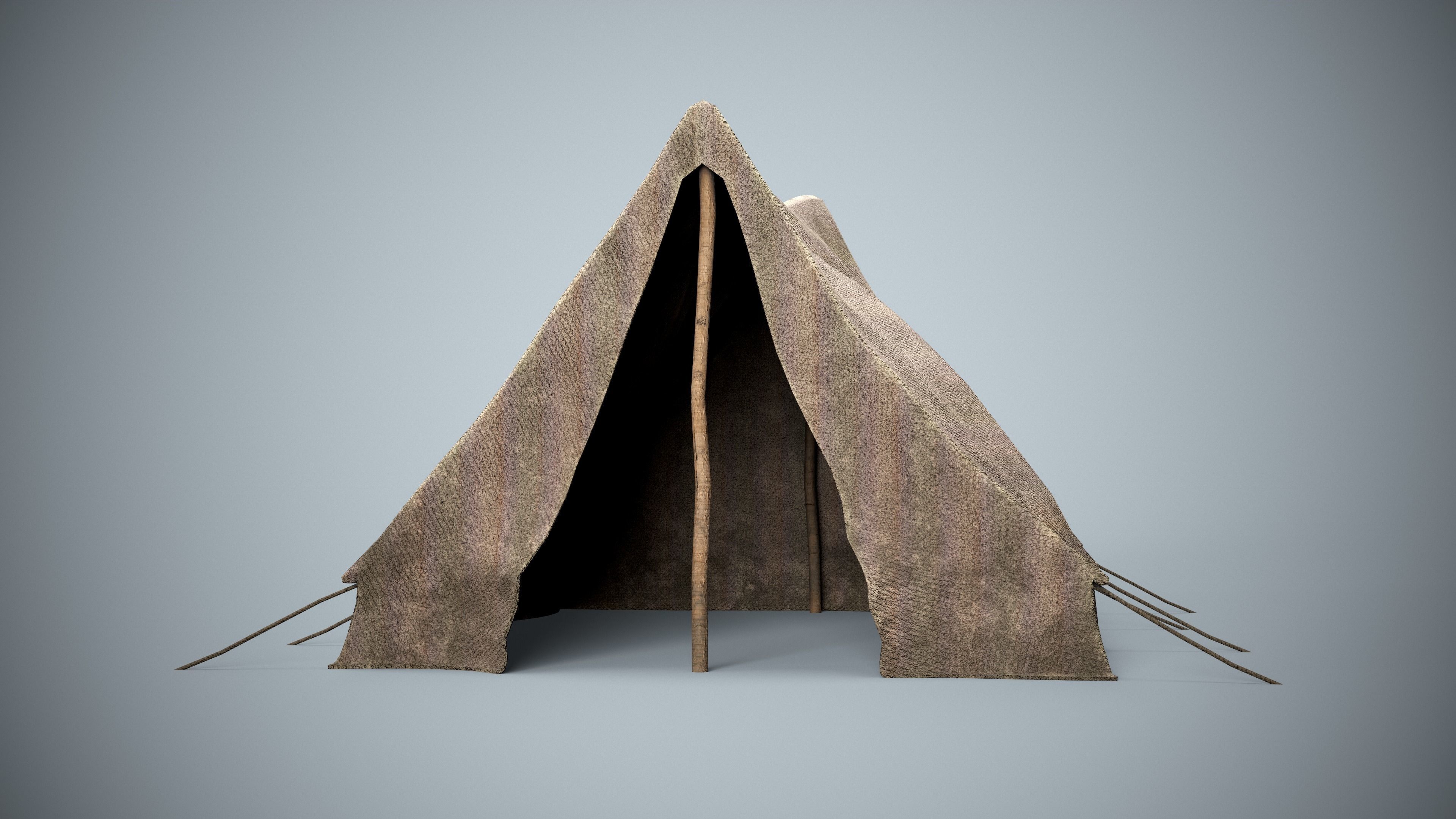 Old Camping Tent Low-poly 3D model_4