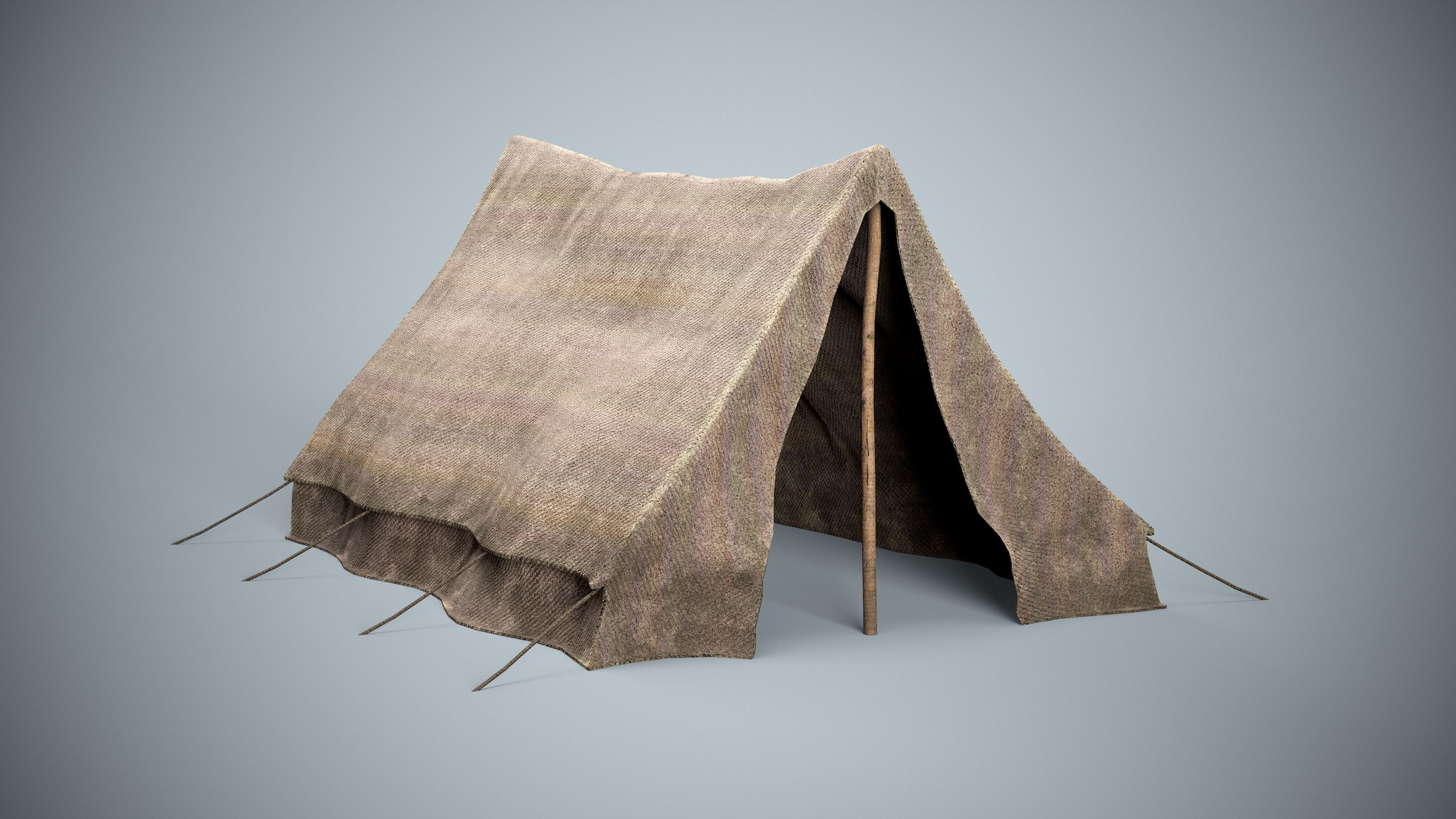 Old Camping Tent Low-poly 3D model_1