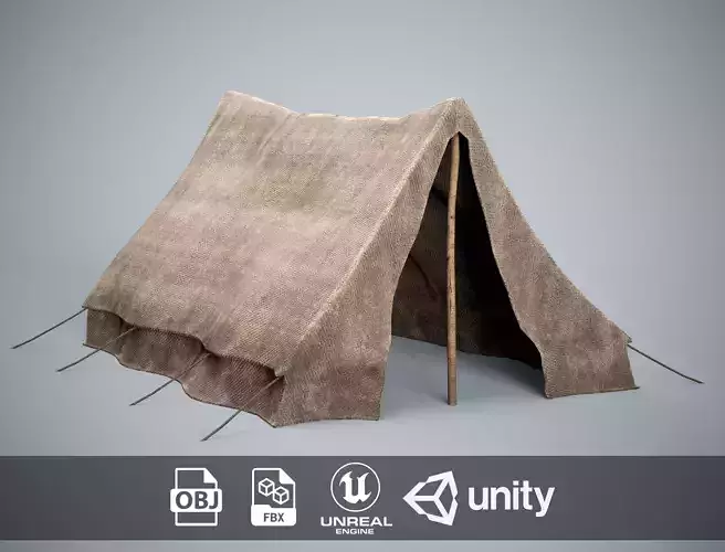 Old Camping Tent Low-poly 3D model