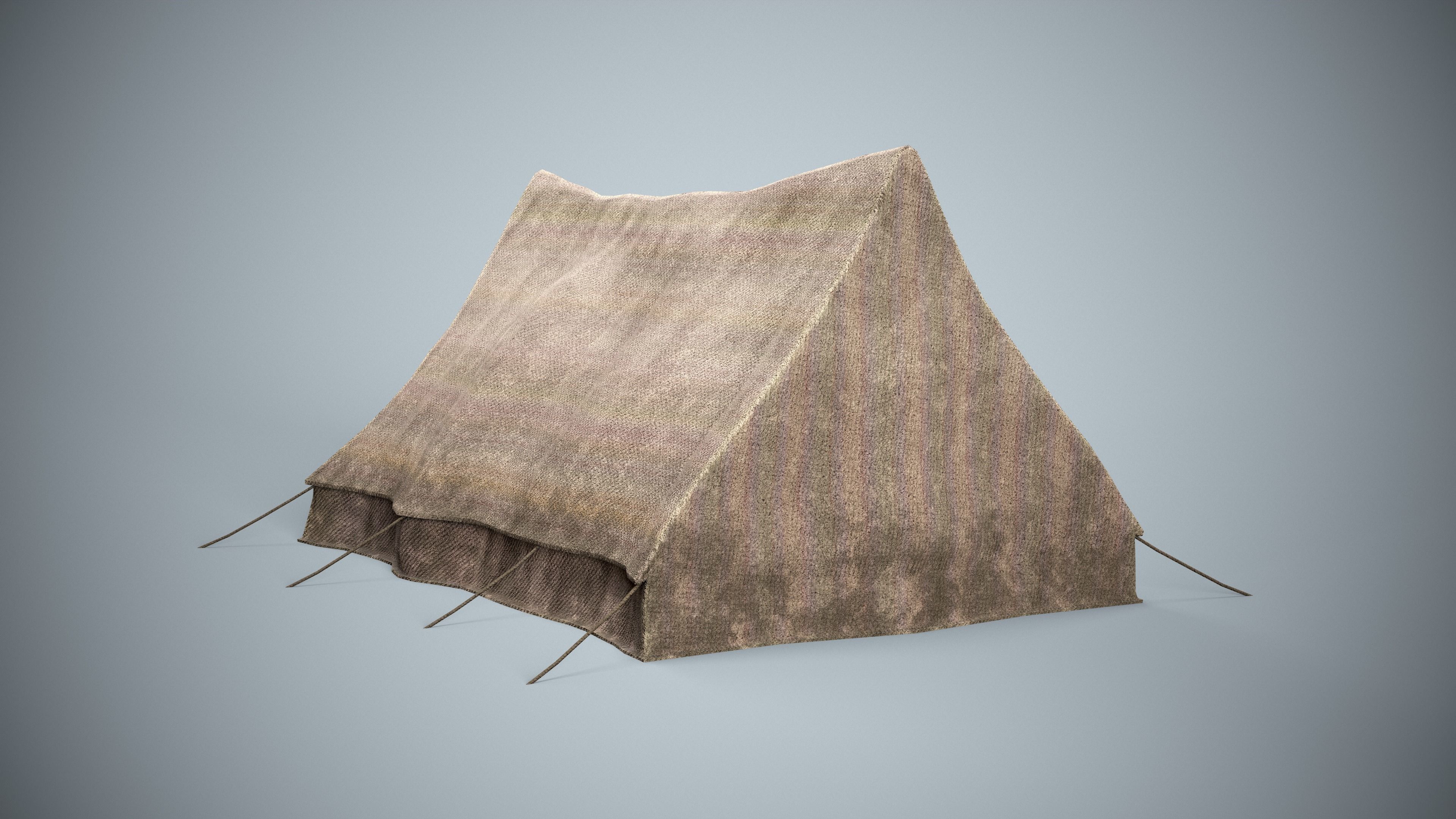 Old Camping Tent Low-poly 3D model_2