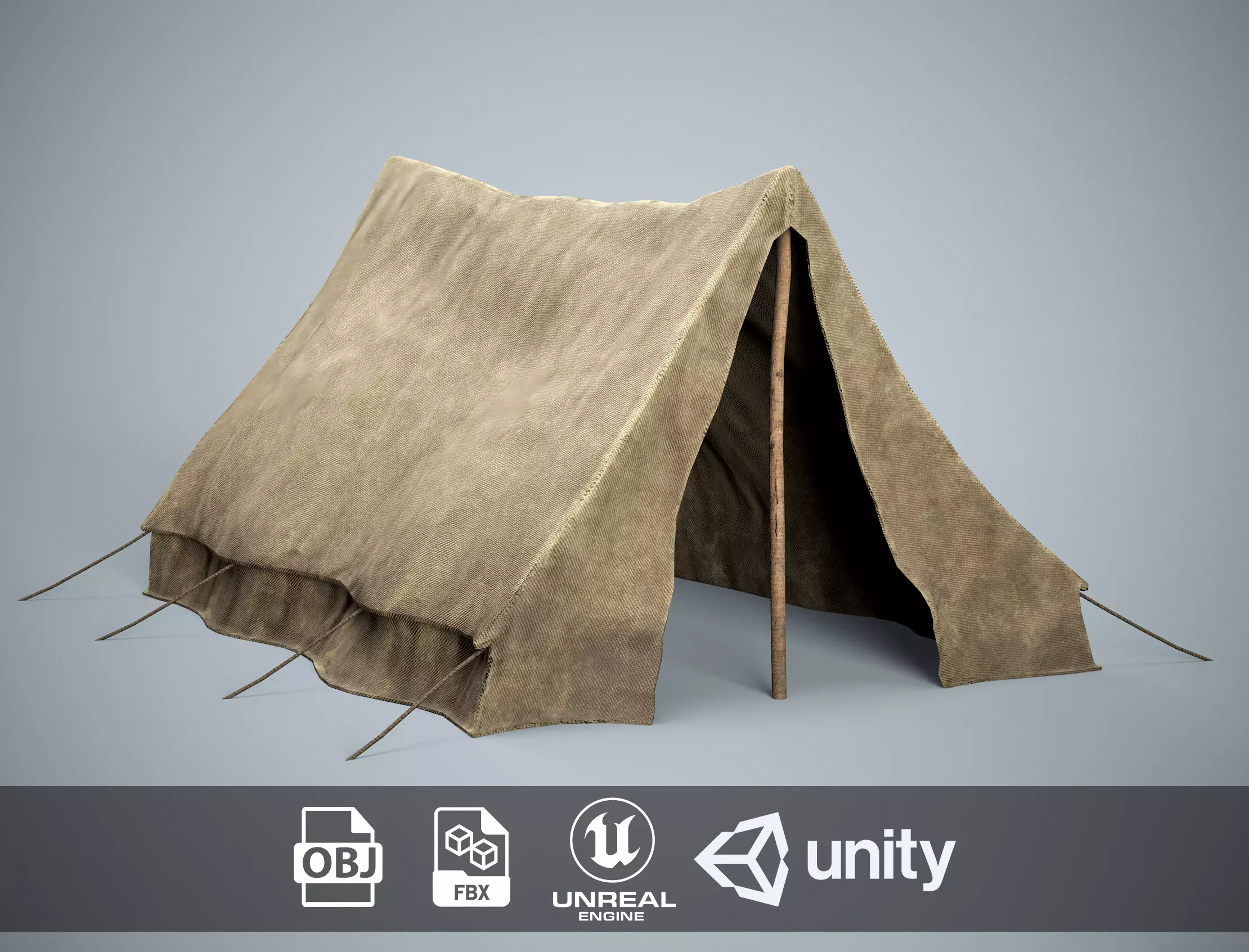 Medieval Camping Tent Low-poly 3D model_0