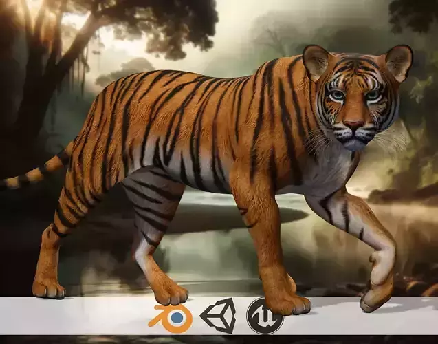 Tiger s Majesty Regal 3D Tiger Low-poly 3D model