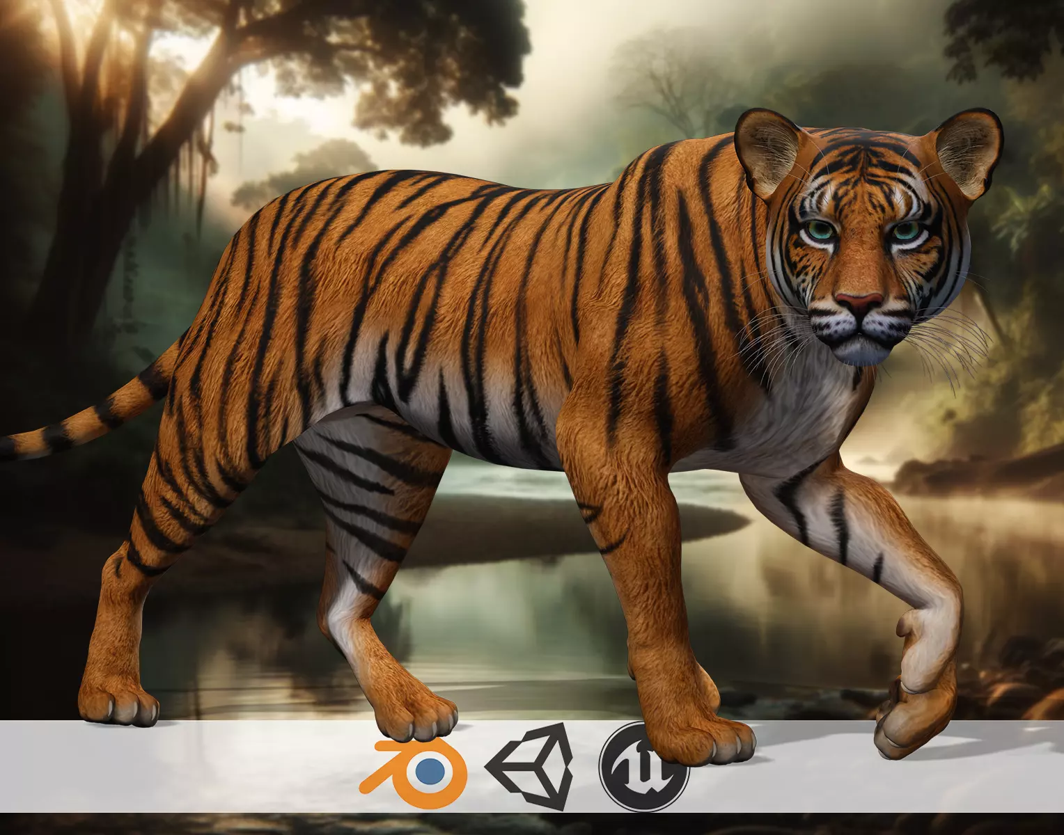 Tiger s Majesty Regal 3D Tiger Low-poly 3D model_0