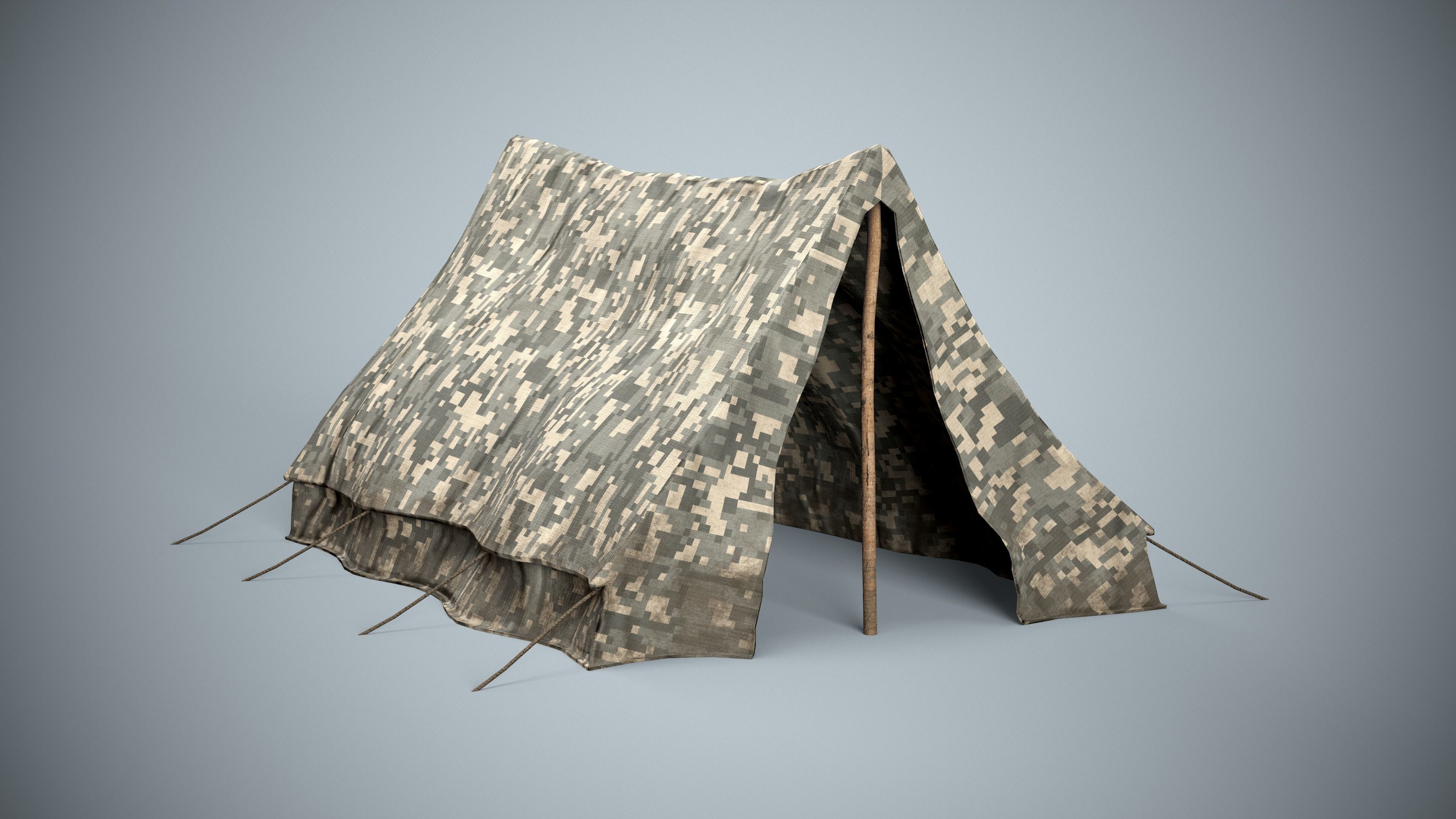 Military Camp Tent Low-poly 3D model_1