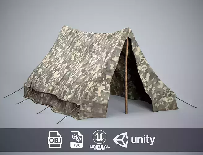 Military Camp Tent Low-poly 3D model