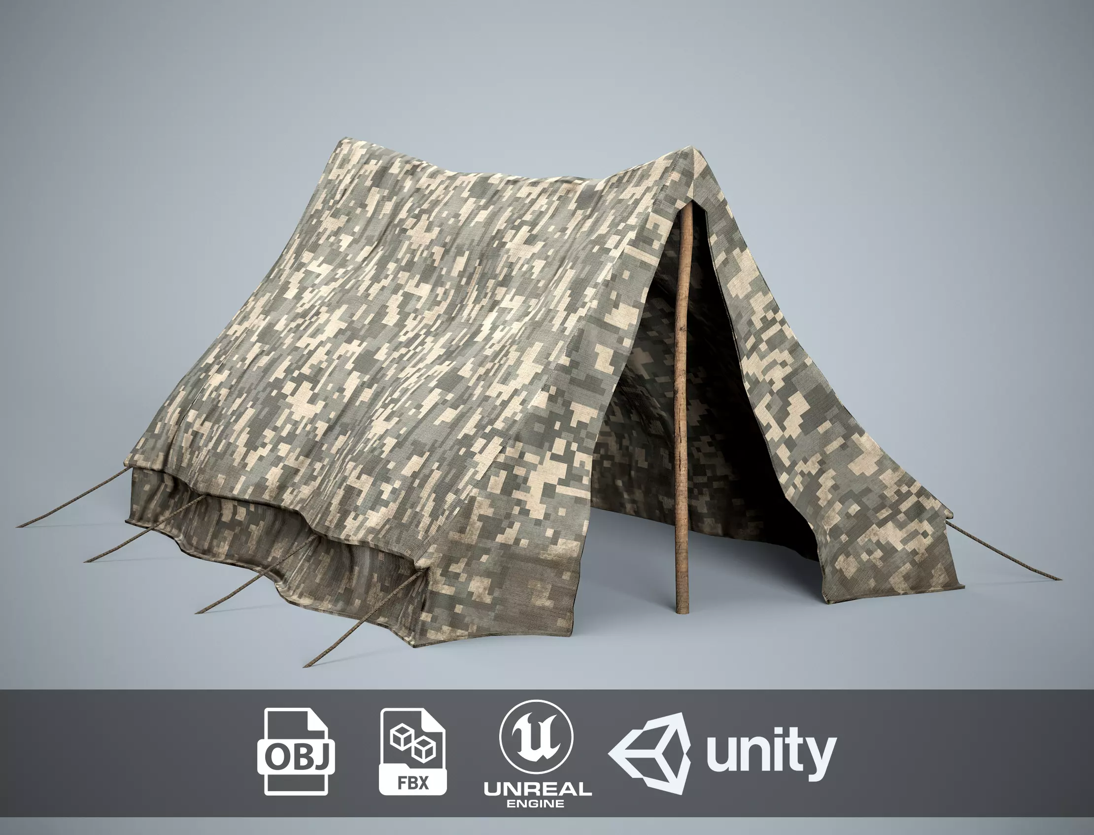 Military Camp Tent Low-poly 3D model_0