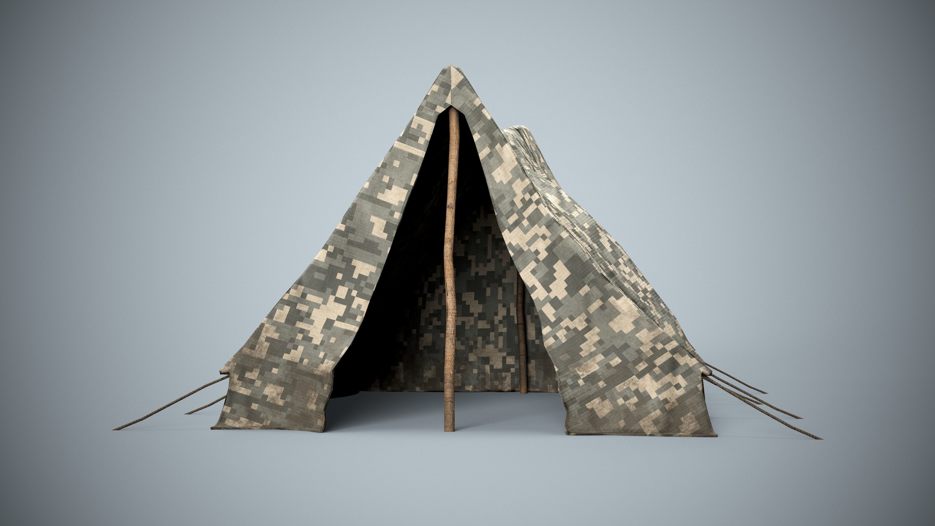 Military Camp Tent Low-poly 3D model_4