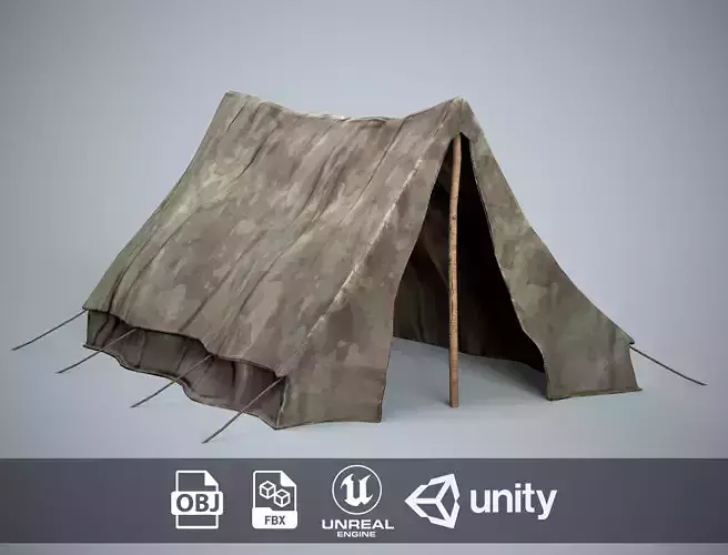 Camping Military Tent Low-poly 3D model
