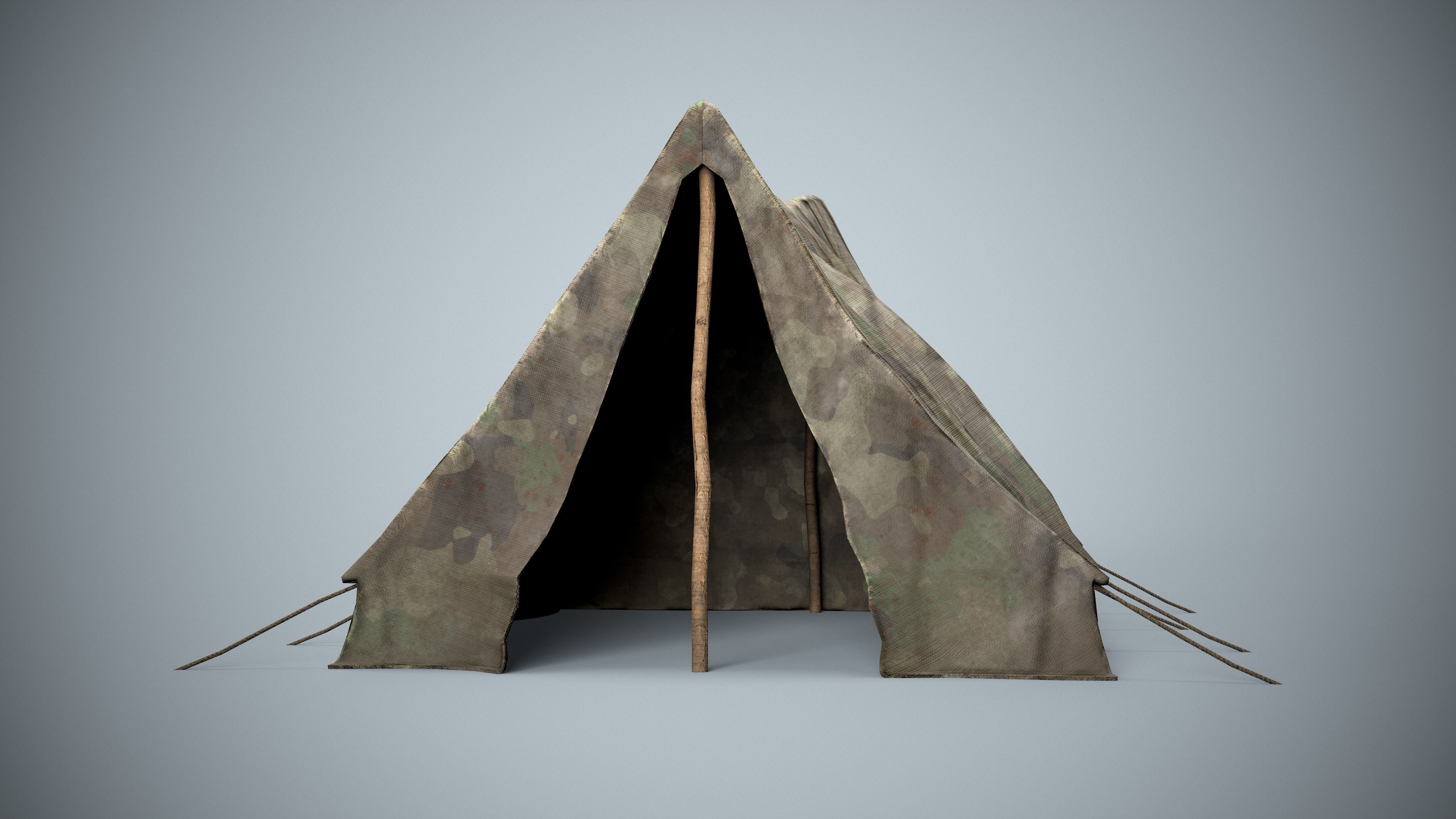 Camping Military Tent Low-poly 3D model_4