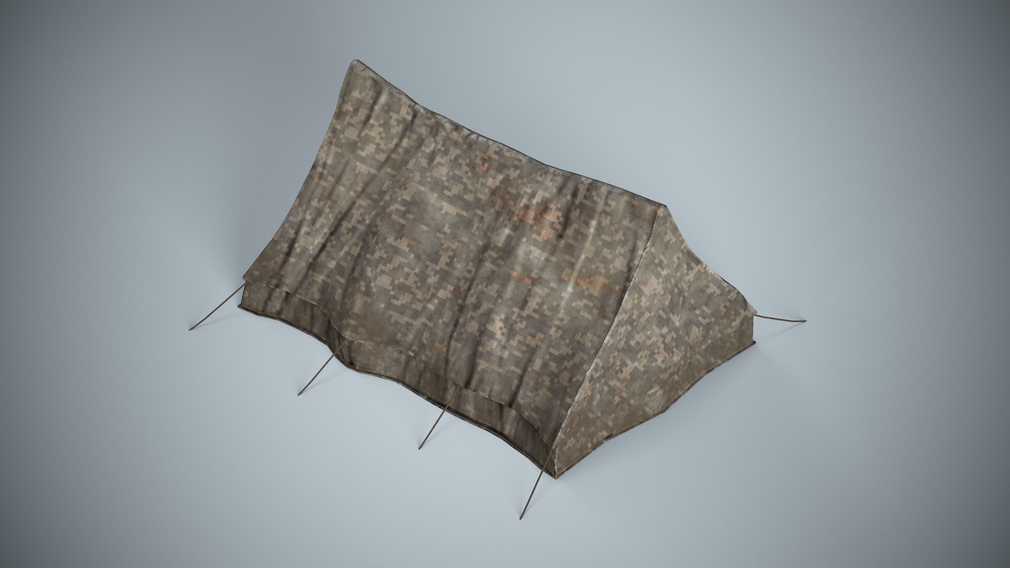 Camouflage Military Tent Low-poly 3D model_7