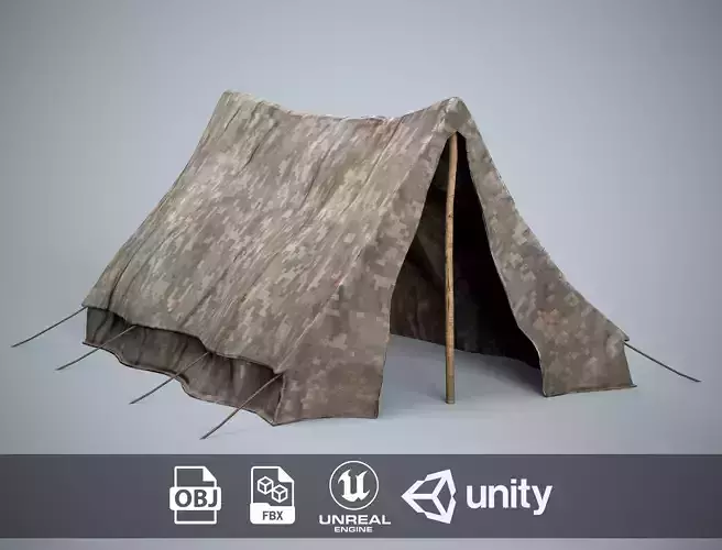 Camouflage Military Tent Low-poly 3D model