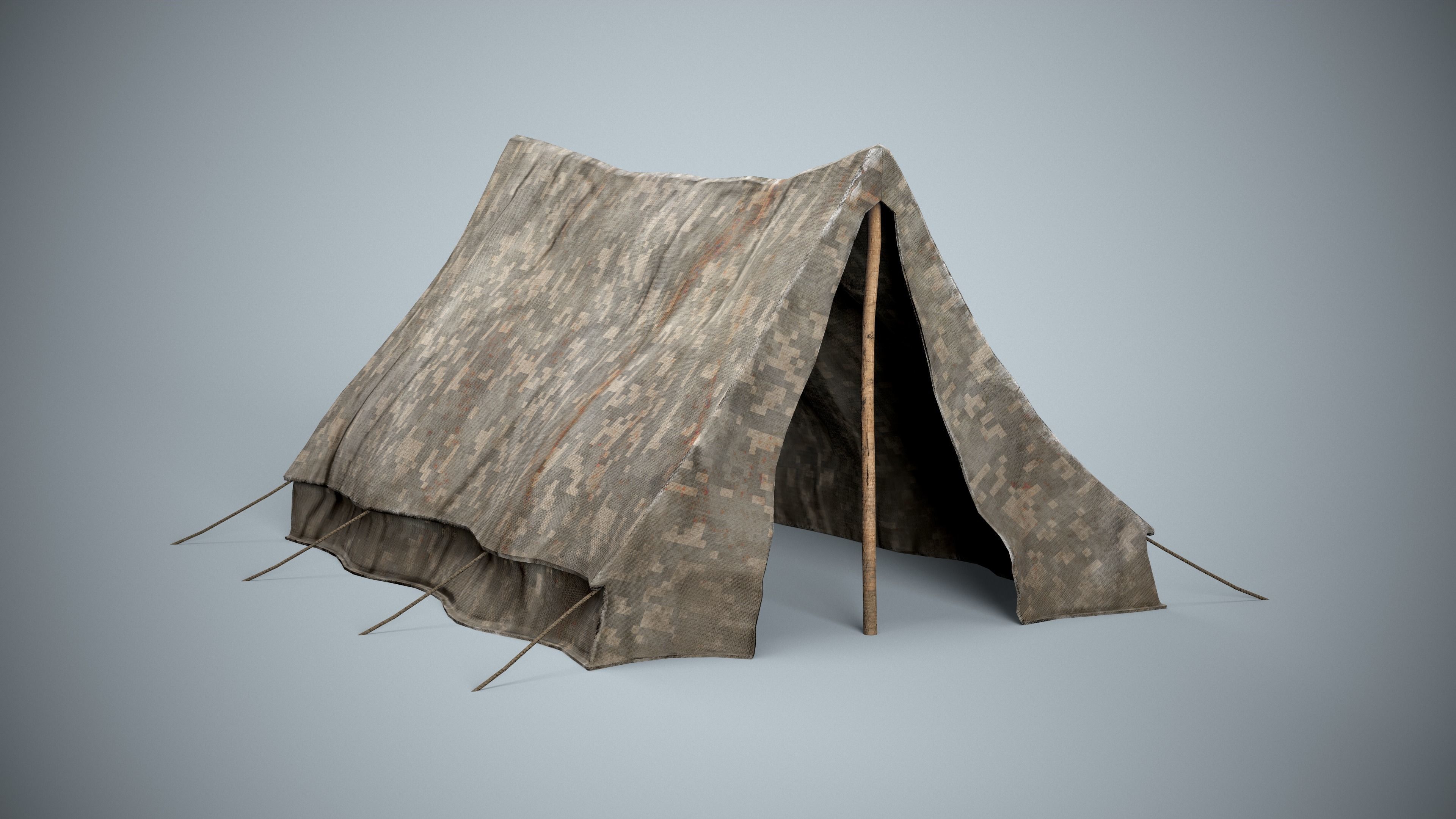 Camouflage Military Tent Low-poly 3D model_1