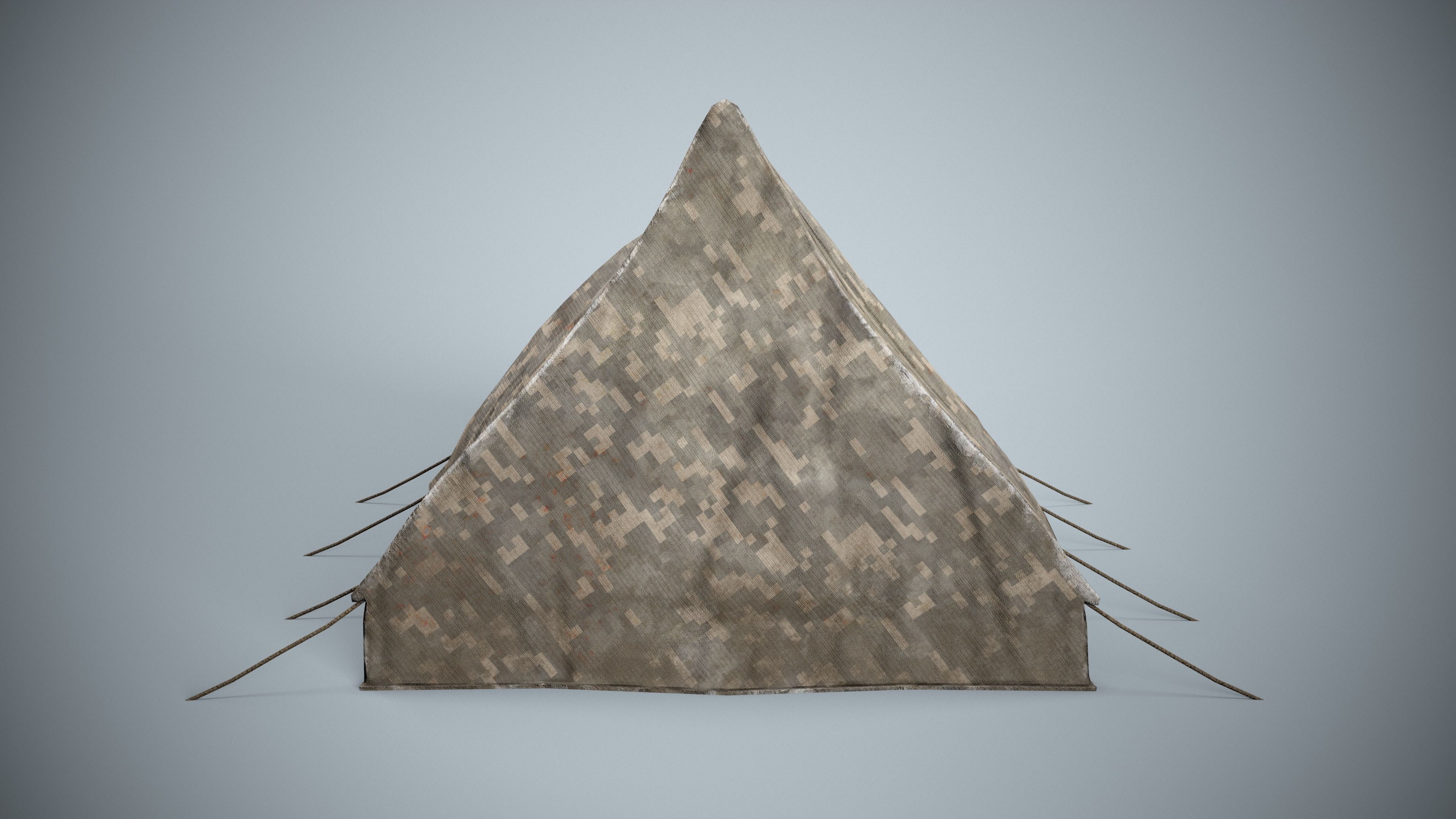 Camouflage Military Tent Low-poly 3D model_5