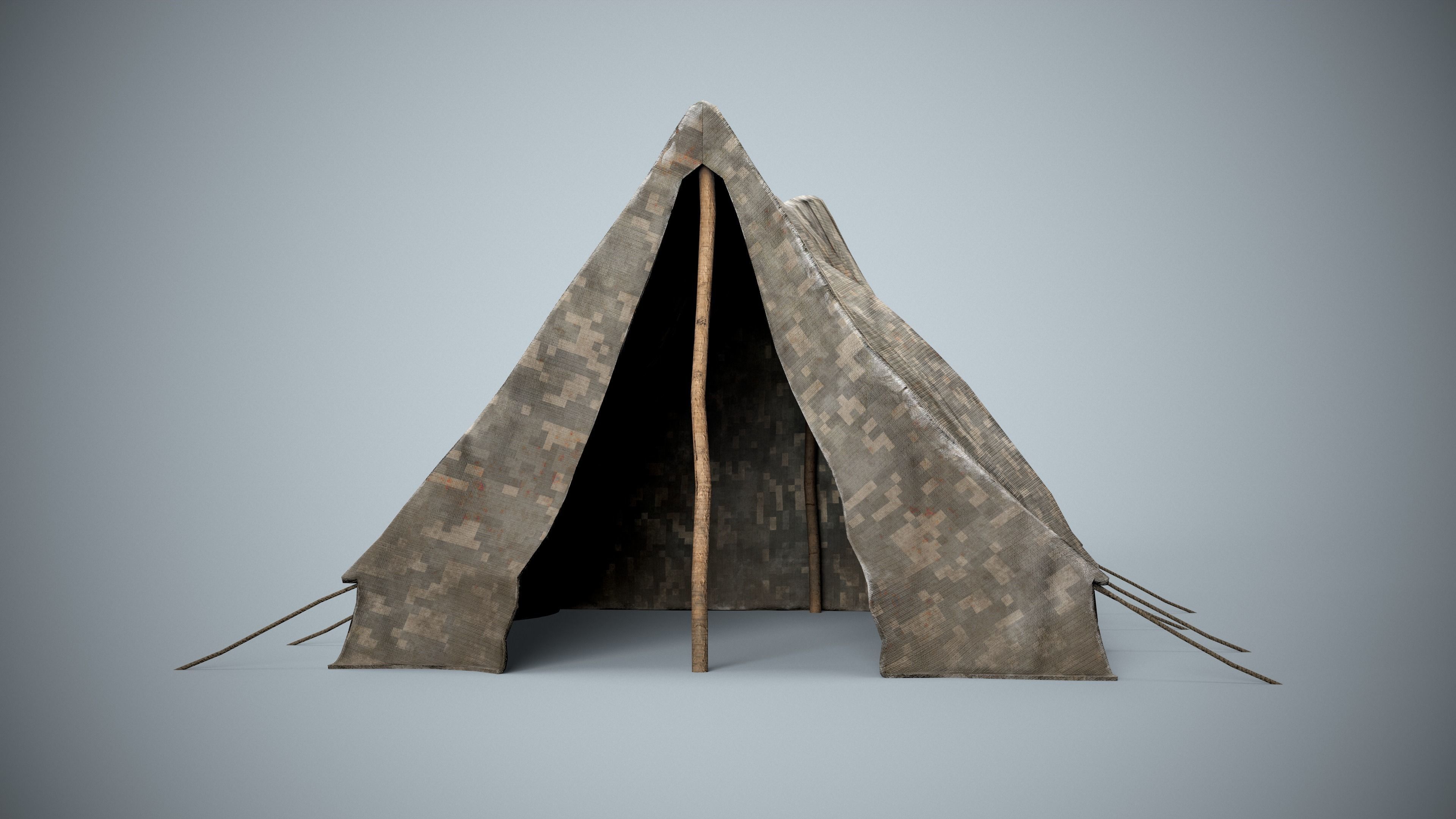 Camouflage Military Tent Low-poly 3D model_4
