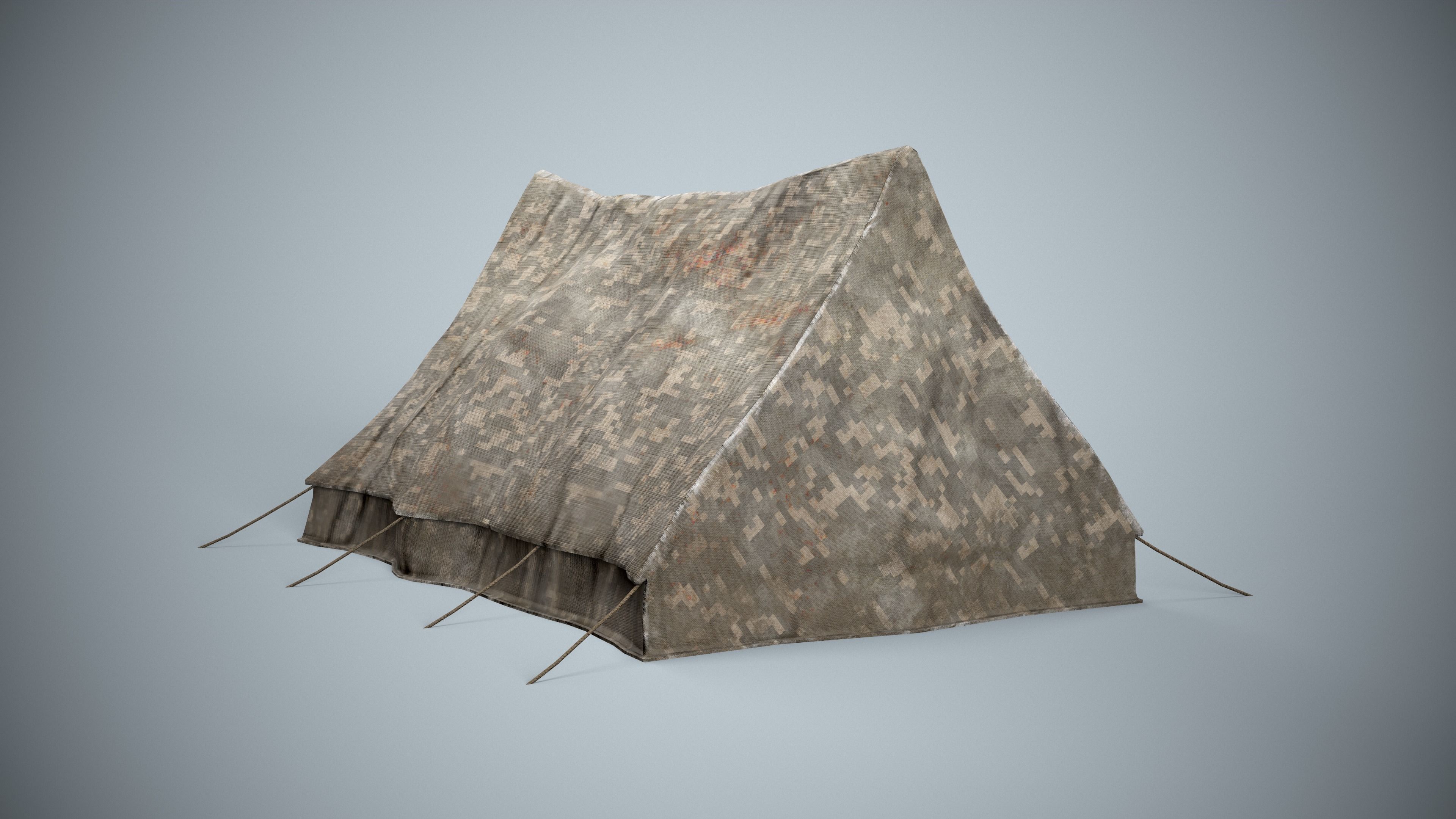 Camouflage Military Tent Low-poly 3D model_2