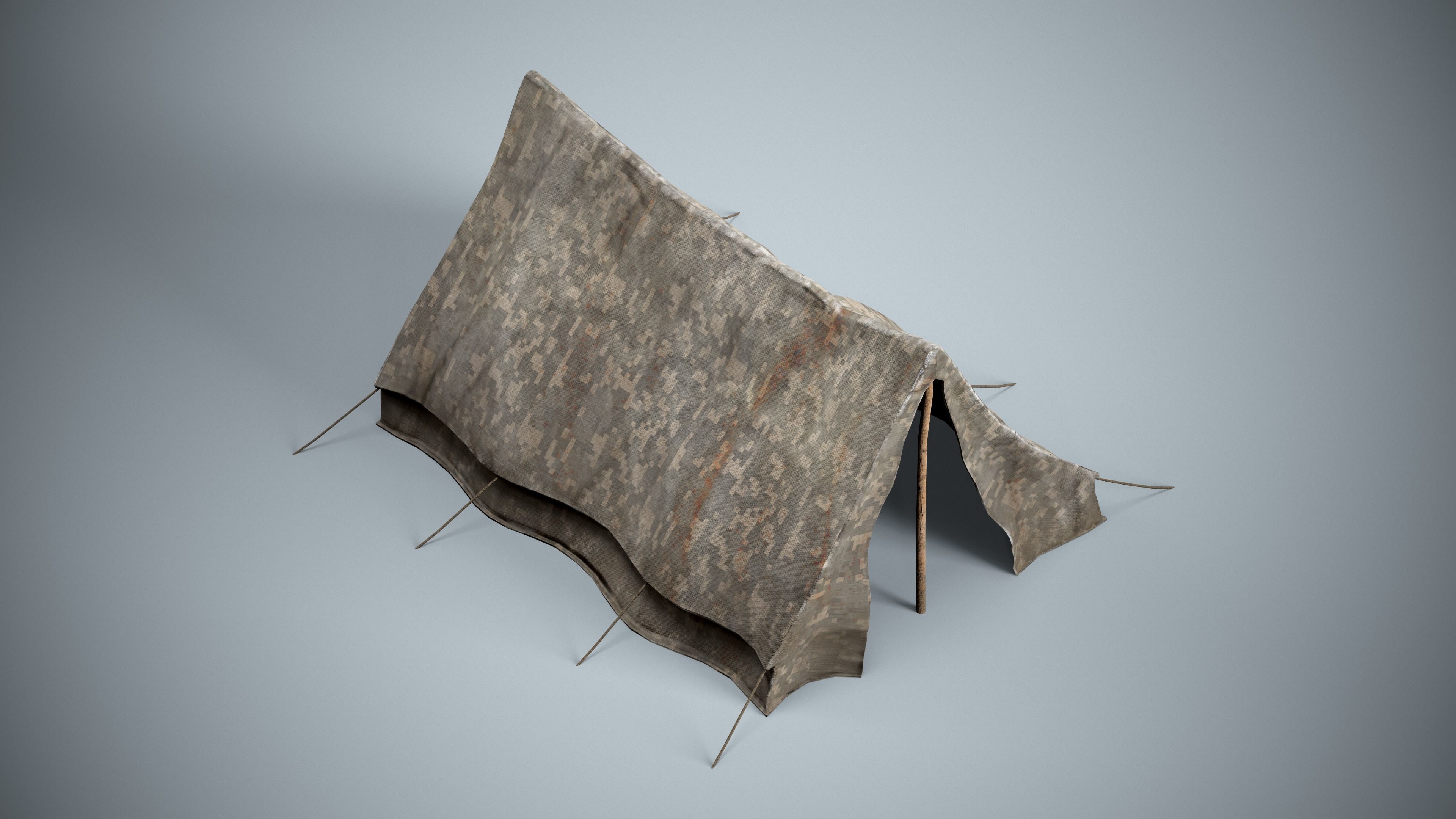 Camouflage Military Tent Low-poly 3D model_6