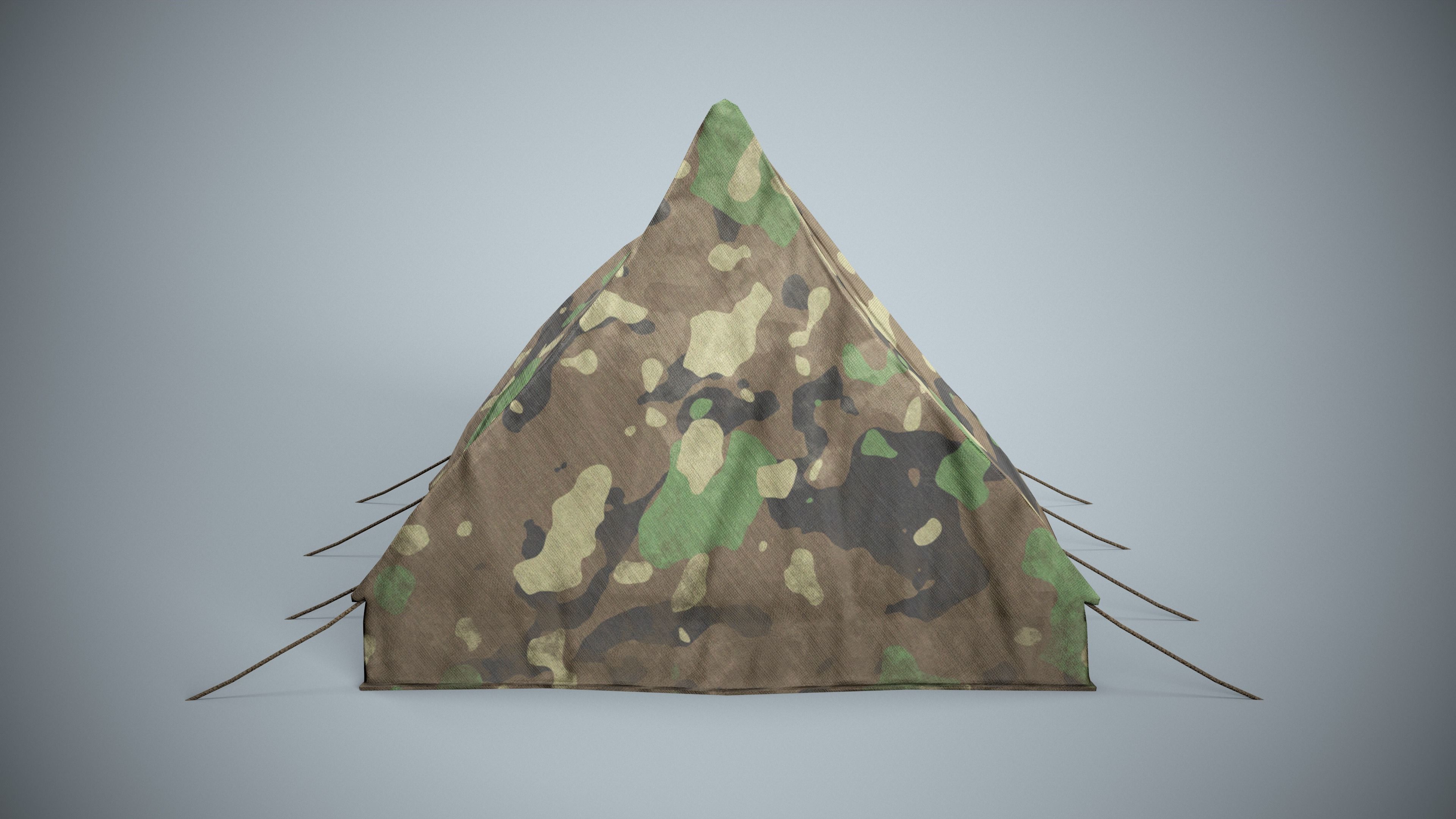 Worn Military Tent Low-poly 3D model_5