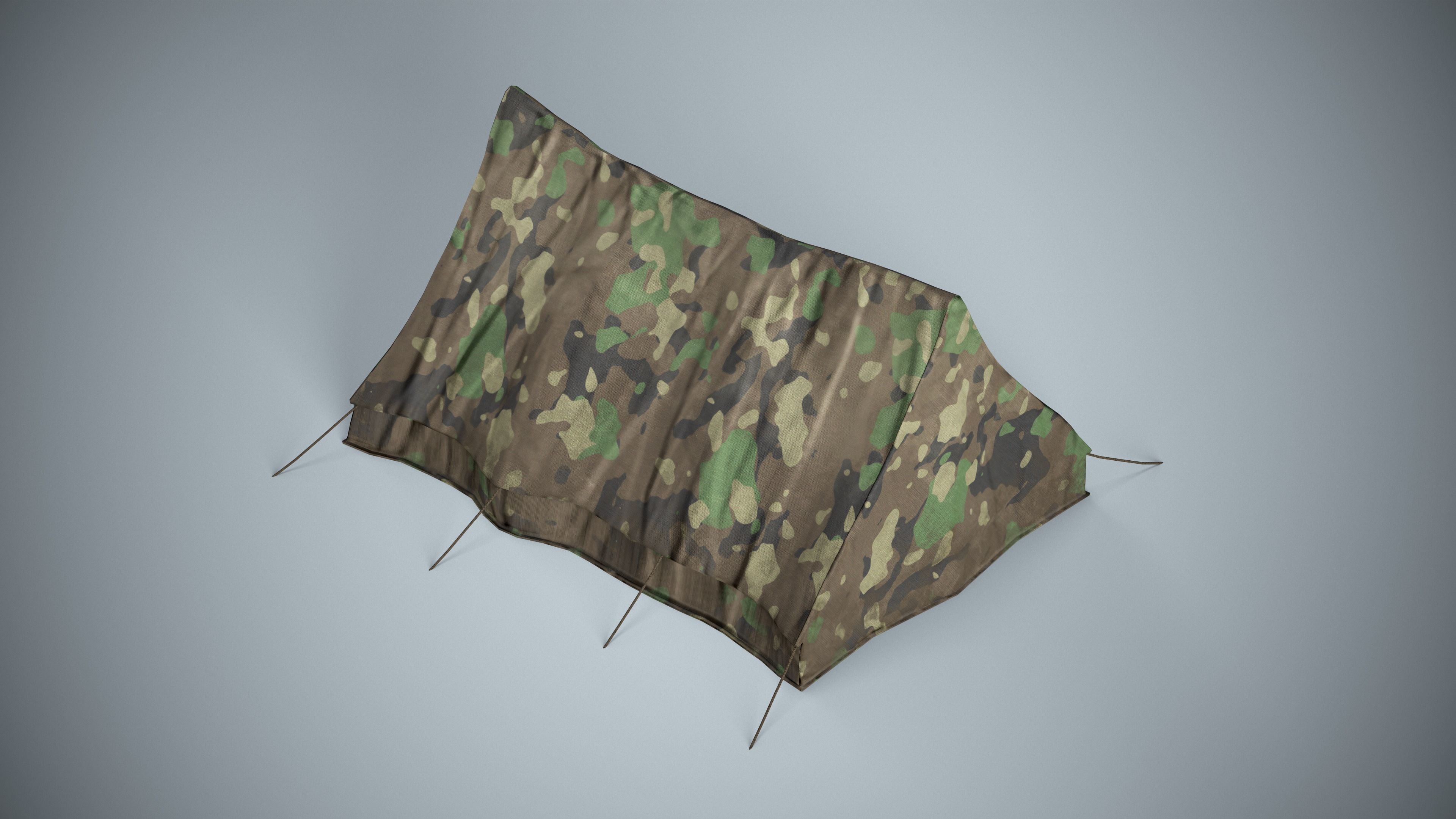 Worn Military Tent Low-poly 3D model_7