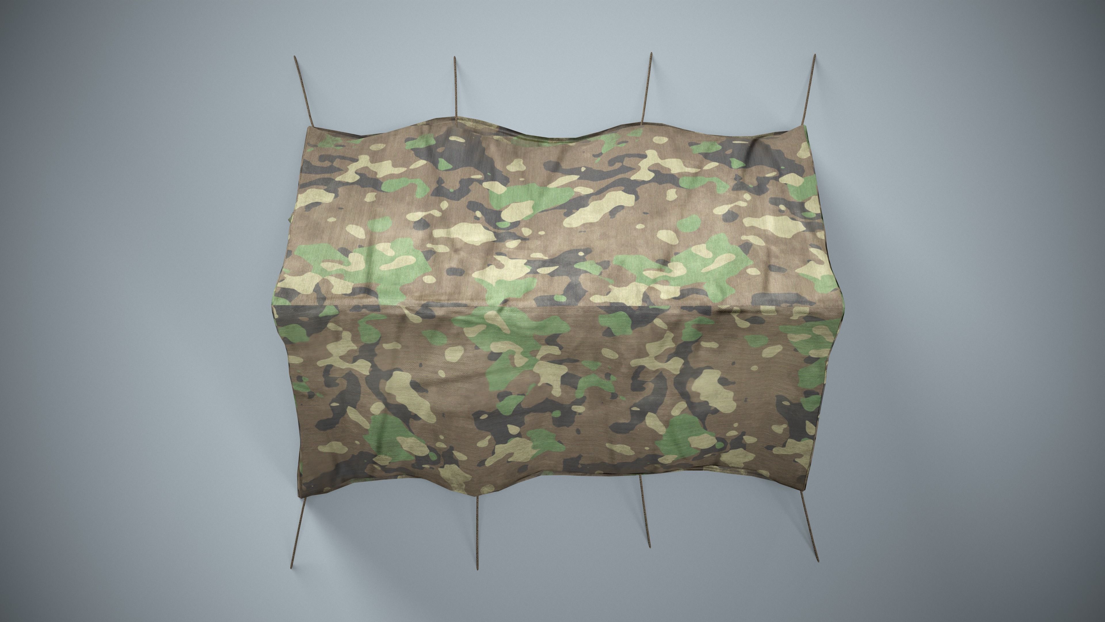 Worn Military Tent Low-poly 3D model_3