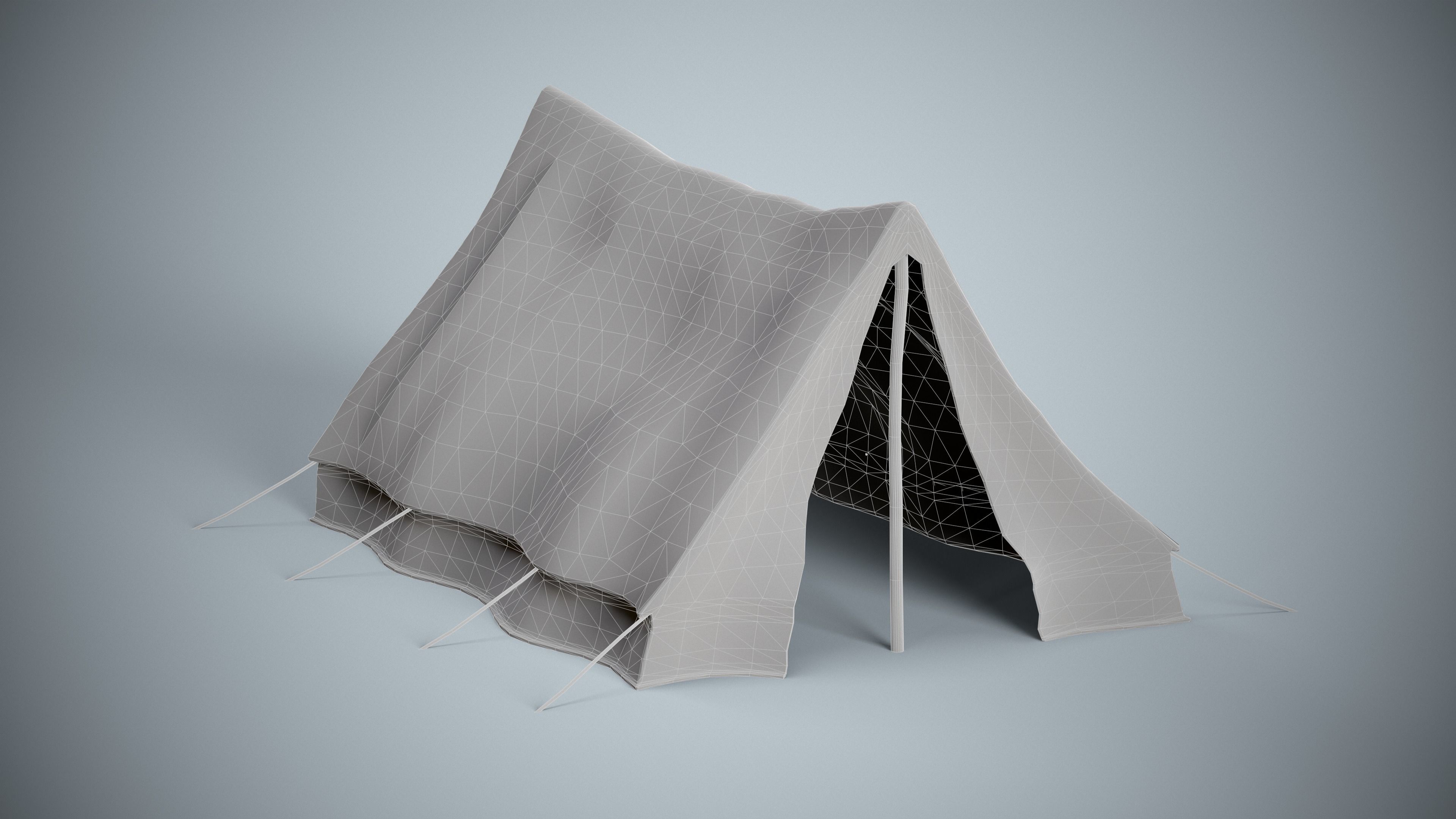 Worn Military Tent Low-poly 3D model_8
